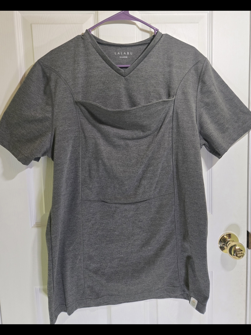 Lalabu Men's Gray Baby Wearing Shirt